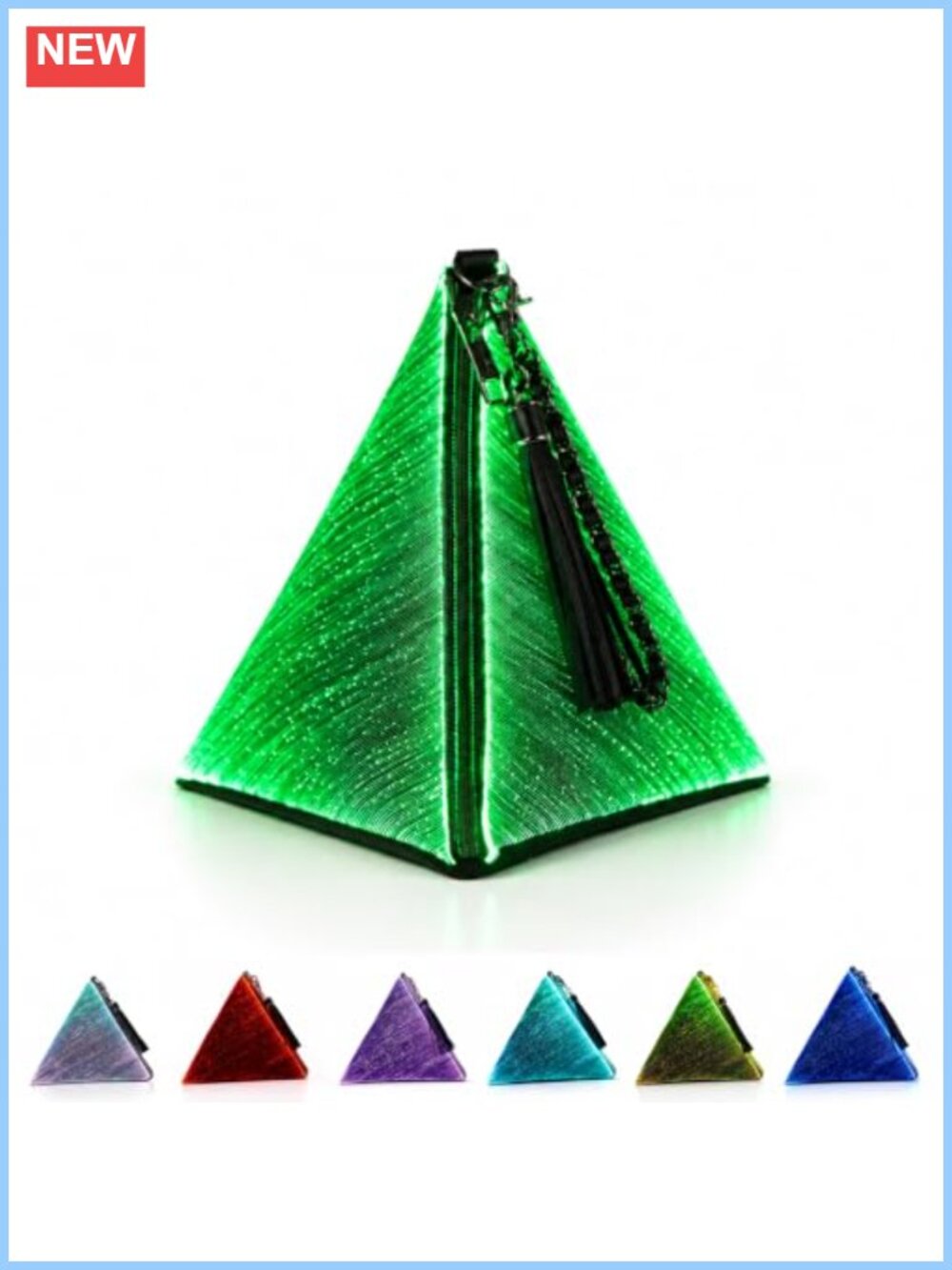 LED Wristlet Purse Rechargeable Light Up Triangle Clutch 11 Glow Modes